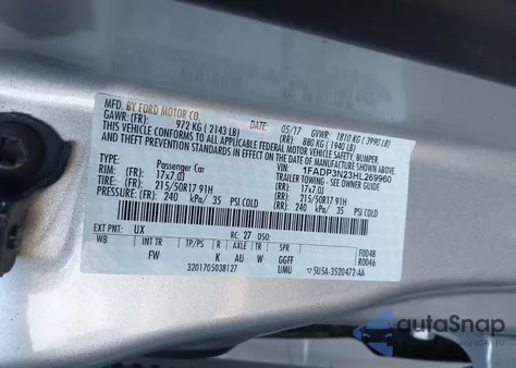 2017 Ford Focus Titanium from USA, damaged, VIN 1FADP3N23HL269960